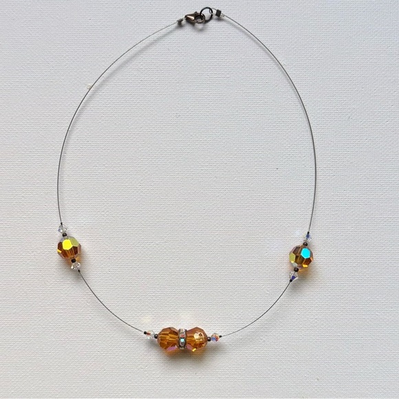Jewelry - Amber Crystal Floating Bead Necklace – 15”